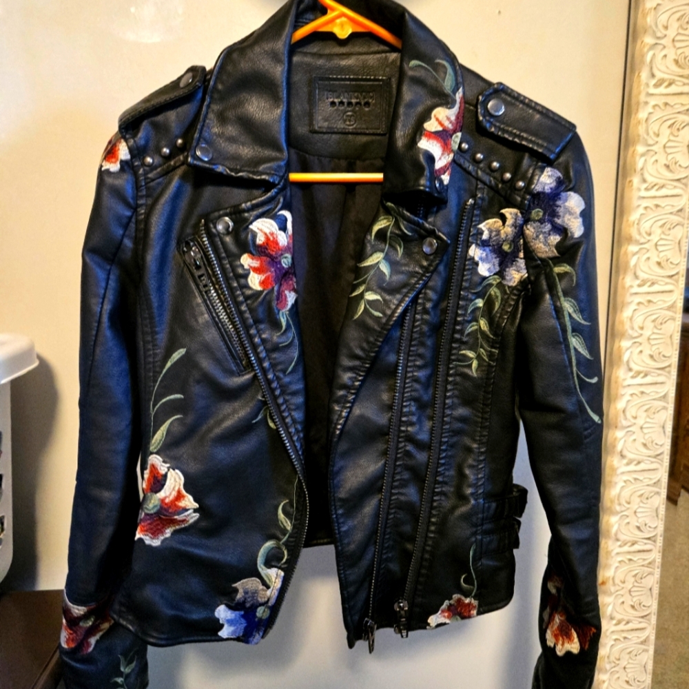 BLANK NYC Floral Leather Jacket